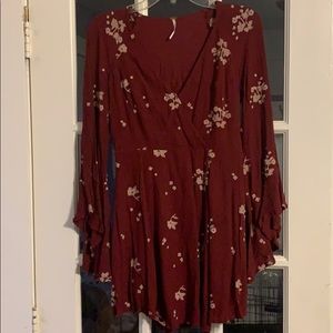 Free People Size 4 Maroon embroidered dress